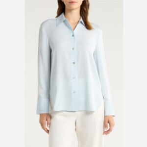Vince Silk Stretch Slim-Fit Shirt Blue M
